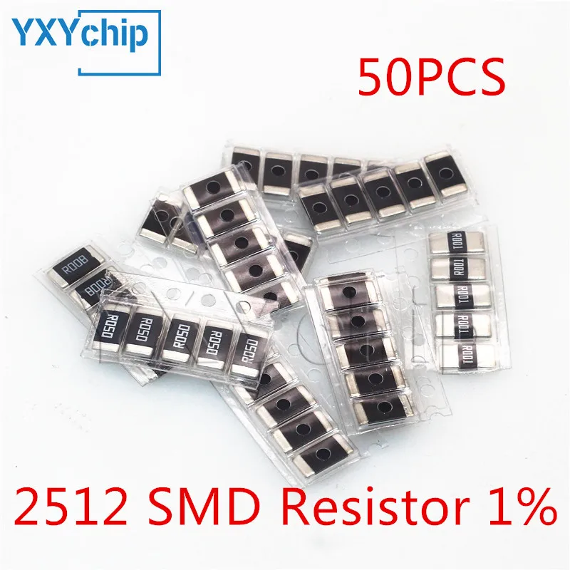 50PCS 2512 SMD Resistor 1% 0.001R ~ 0.1R R001 Alloy Resistance Assorted Kit R002 R005 R008 R010 R015 R020 R025 R050 R100