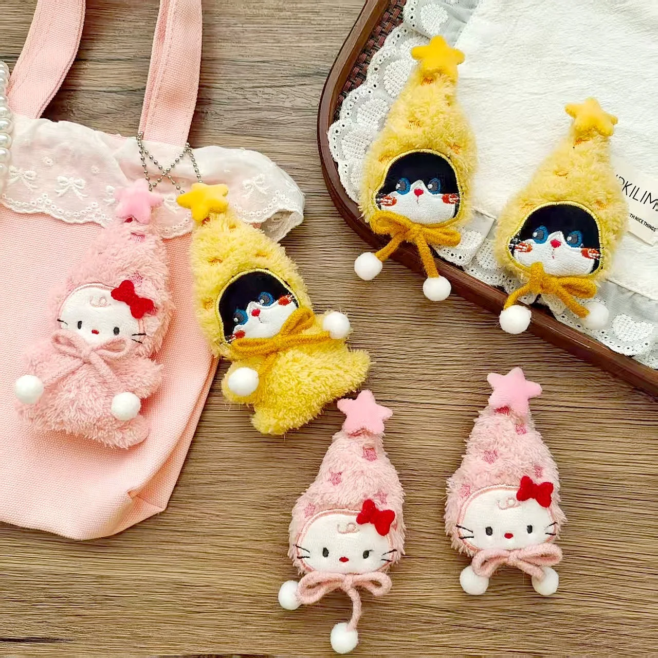 

Cartoon Star Cat Plush Doll Brooch Cute Pajama Cat Bag Pendant Keychain Lovely Girl Accessories