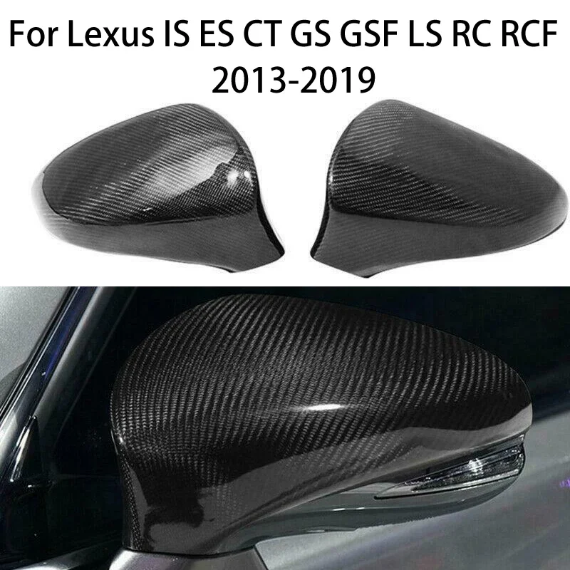 Real Carbon Fiber Car RearView Side Mirror Cover Caps For Lexus IS ES CT GS GSF LS RC RCF 2013-2019 For Left Hand Drive