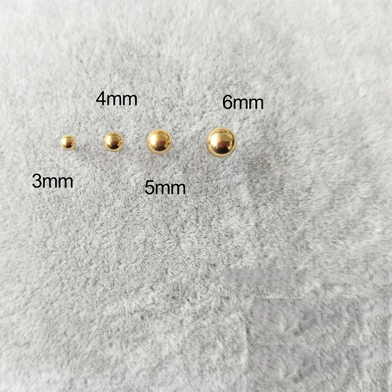 Stainless Steel summer style 18K Gold Filled Boy and girl stud earrings3/4/5/6 mm simple golden beans women earrings wedding dec