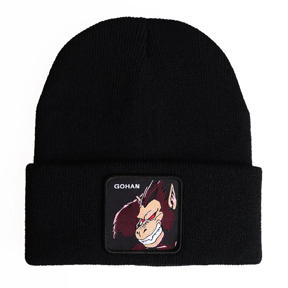 New Dragon Ball Knitted Cap Anime ‌Gohan Great Ape Winter Warm Beanies Hat Adult Unisex Outdoor Embroidery Bonnet Christmas Gift