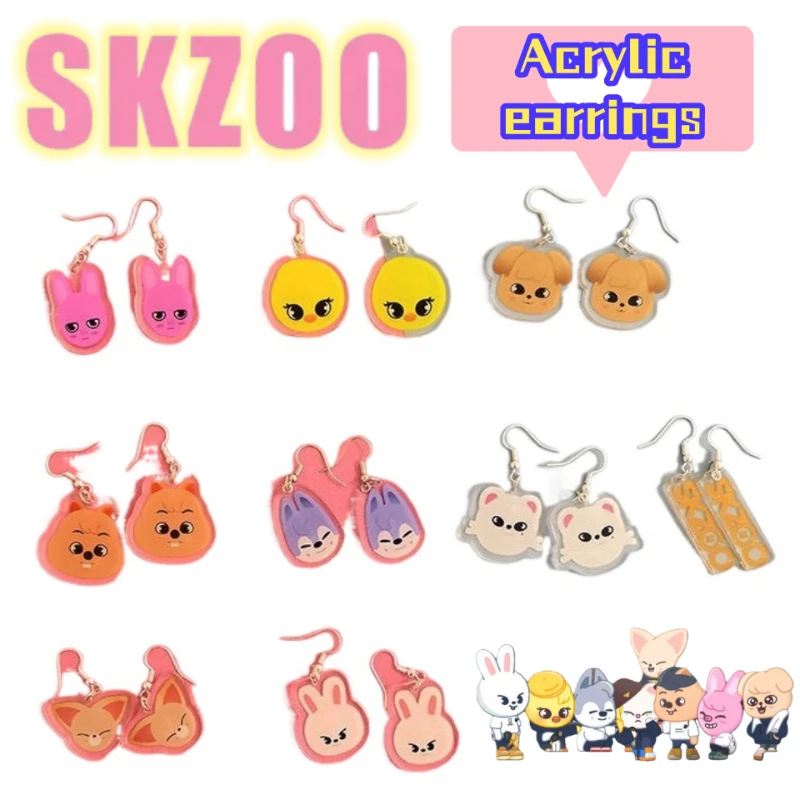 Nuevos Pendientes de Acrílico de Moda de Stray Kids SKZOO Quokka Wolf chan PuppyM Leebit, Pendientes Personalizados para Parejas