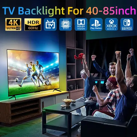 40-85인치 컬러 실시간 동기화용 TV 주변 백라이트 4K HDMI 호환 2.0 장치 동기화 박스 라이트 키트용 LED 라이트 스트립