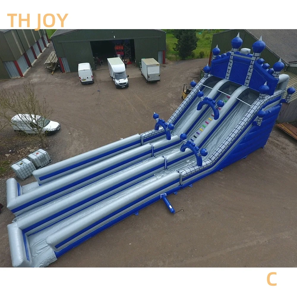 by ship to port, giant 46ft 14m Double lanes Inflatable Water Slide With Pool bouncy castle slip Slide for commercial rental