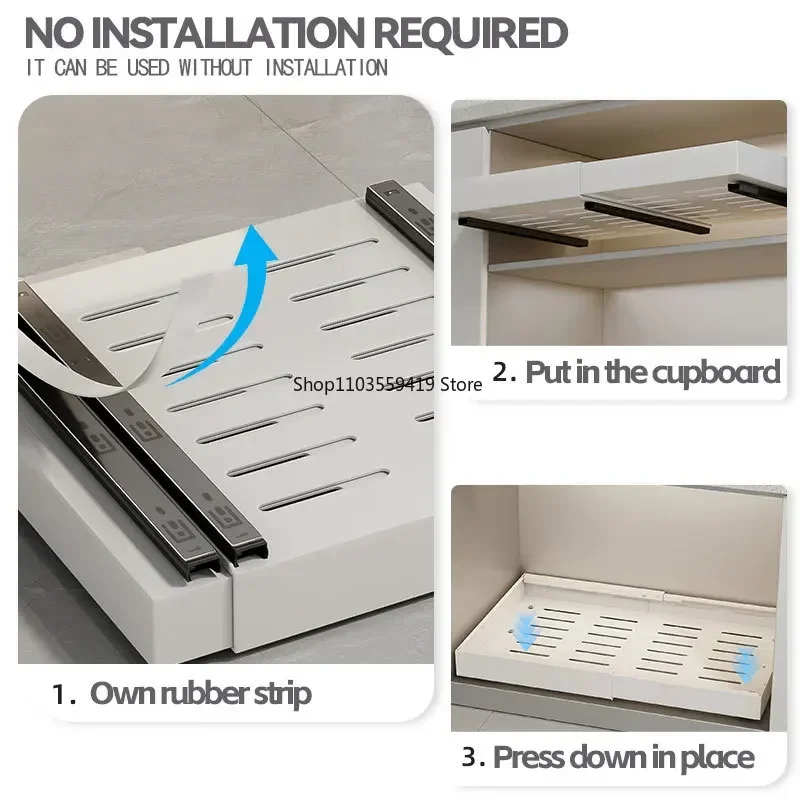 New Scalable Pull-out Kitchen Storage Rack with Slide Rails Drawer Type Storage Tray Spice Box Storage Rack Cabinets Organizer