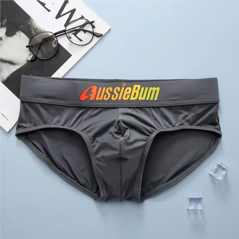 Aussiebum-Calção Masculina de Seda com Leite, Cintura Baixa, Elástica, Confortável, U Convexa, Colorida, Cuecas Esportivas para Homens Jovens