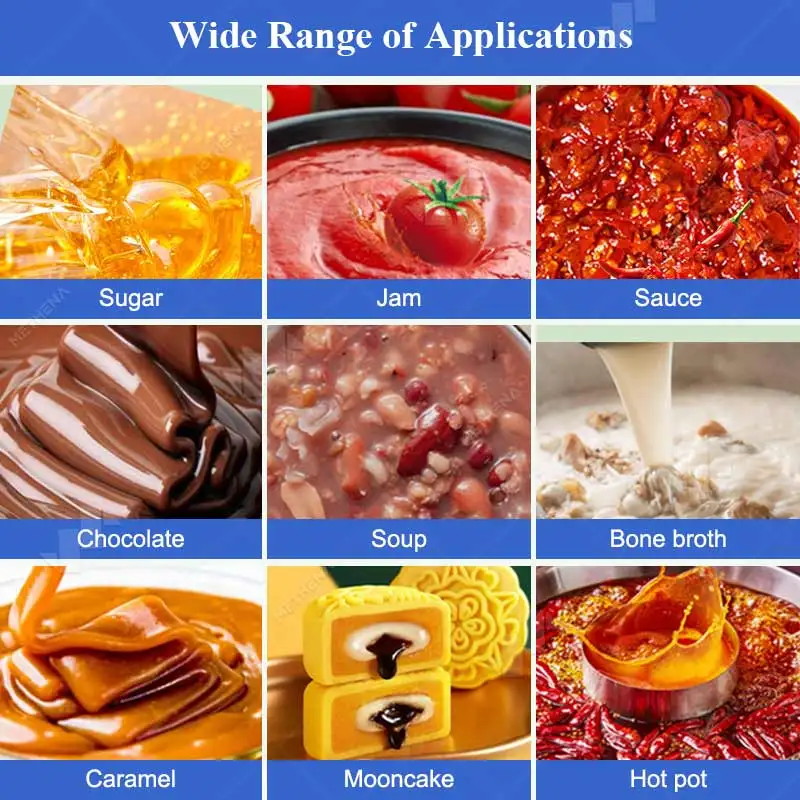 Double-Jacket Automatic Food Commercial Small 30l 200lt 1000 Liter Met Planetary Stirring Kettle Jacket Cook Mixer