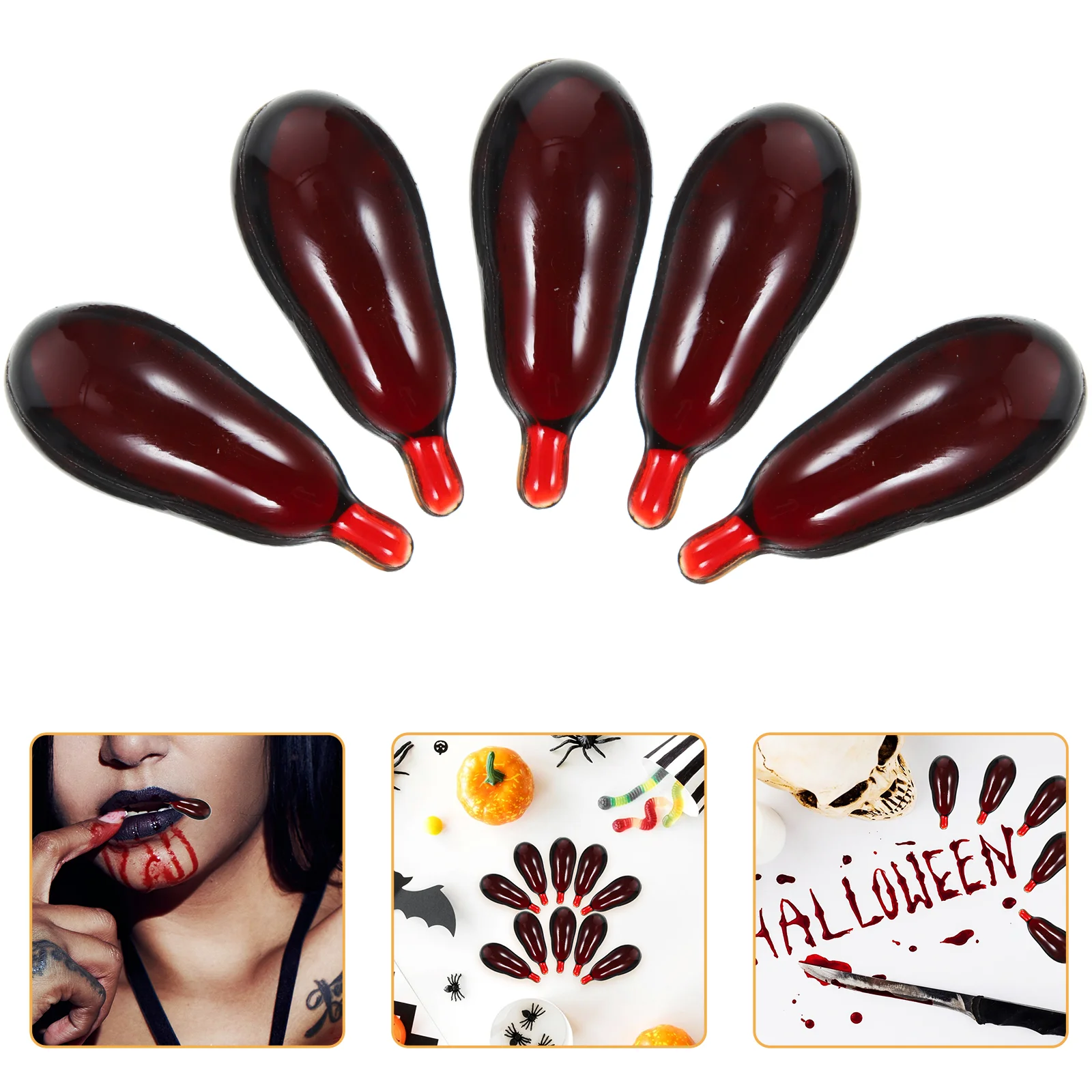 30pcs Halloween Fake Funny Blood Pills Trick Toys Vomiting Blood Capsule Horror Prop for April Fool's Day Cosplay Party Masquera