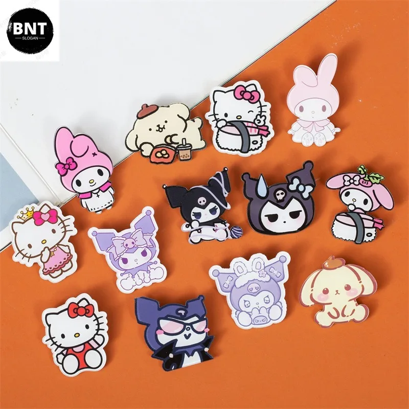 

Sanrio Hello Kitty Kuromi Cartoon Brooch Anime Action Figures My Melody Cinnamoroll Lapel Pins Backpacks Broocher Collar Jewelry