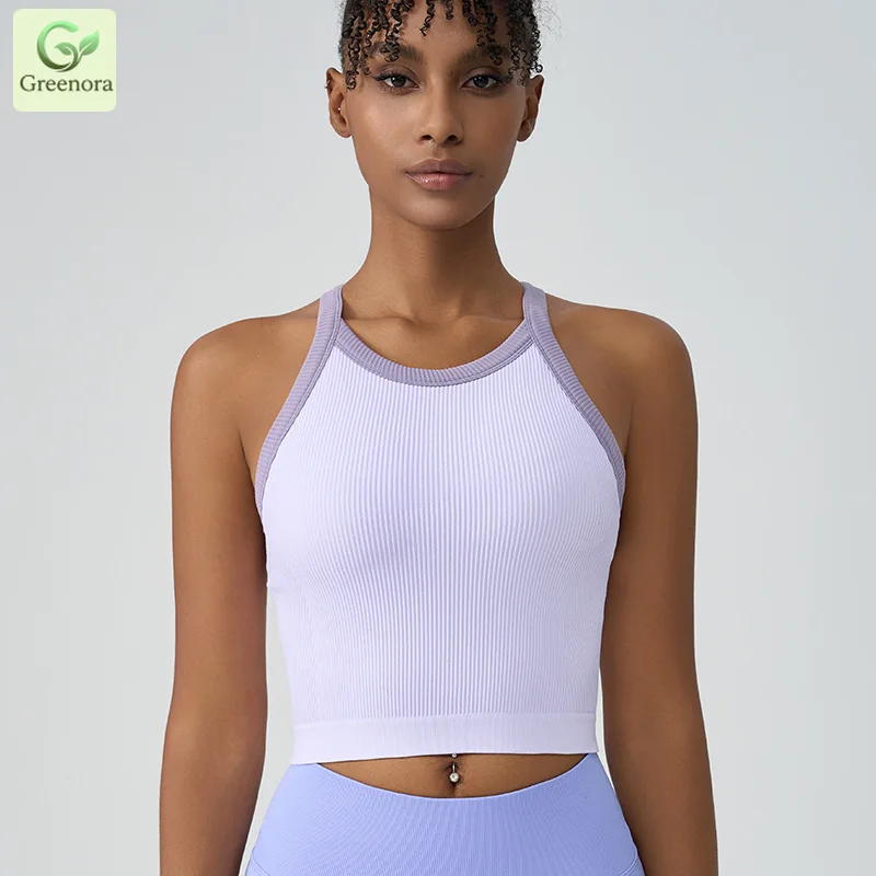 เสื้อครอปโยคะ Greenora แบบมีริ - Seamless Ribbed Workout Tank Top บทวิจารณ์และราคา