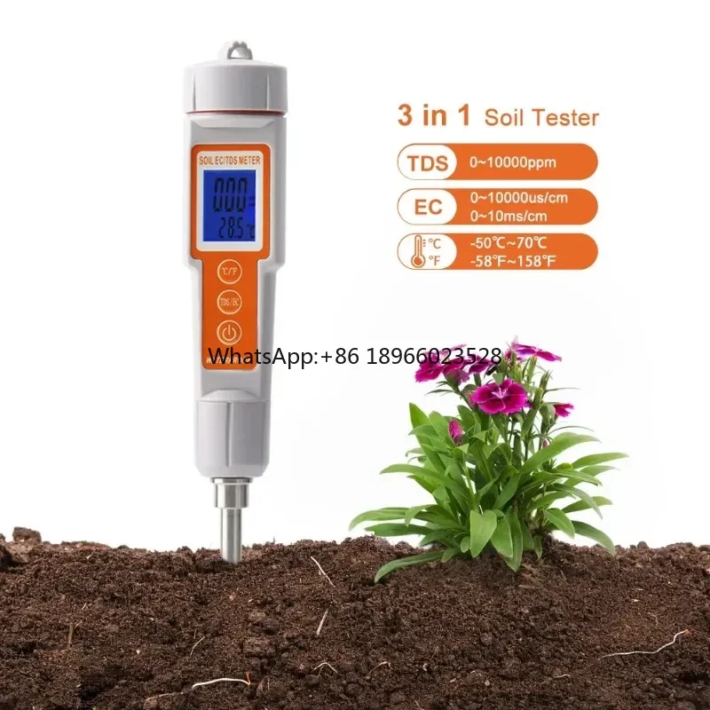 Professional Soil Meter TDS/EC/Temperature Quality Tester for Plant Crop Agriculture Forestry Horticulture