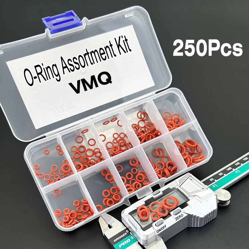 

250 Pcs VMQ silicone O-rings with good elasticity high temperature resistance waterproof environmentally friendly O-ring seals