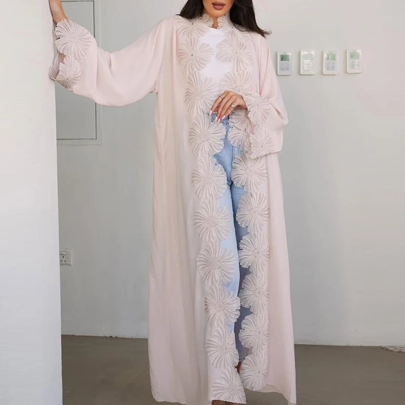 

Flower Patchwork Autumn Winter Cardigan Women's Elegant V-neck Long Sleeved Commuting Jacket New Casual Solid Color Party Coats