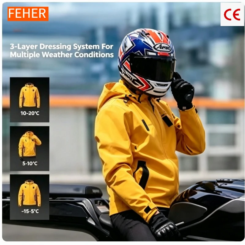 

Waterproof Cold Proof Unisex Motorbike Jacket Practical Motocross Riding Apparel with CE Protective Gear, Full Size Range S-7XL