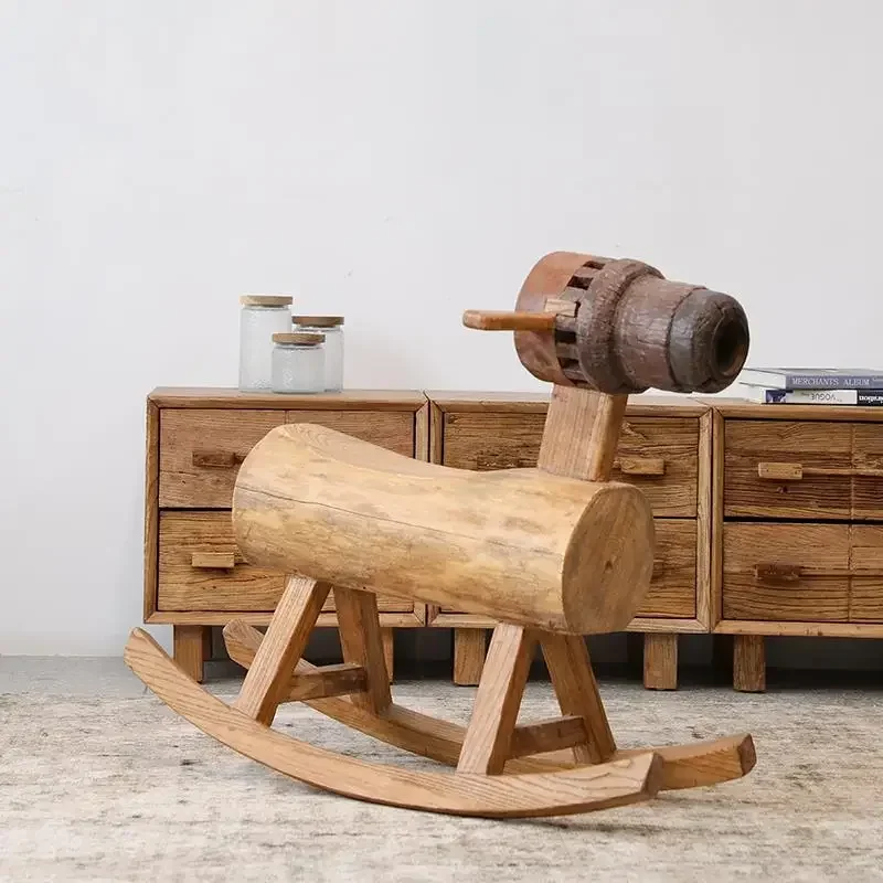 Rocking chair, Trojan horse, solid wood retro, horse chair. - Detail 1