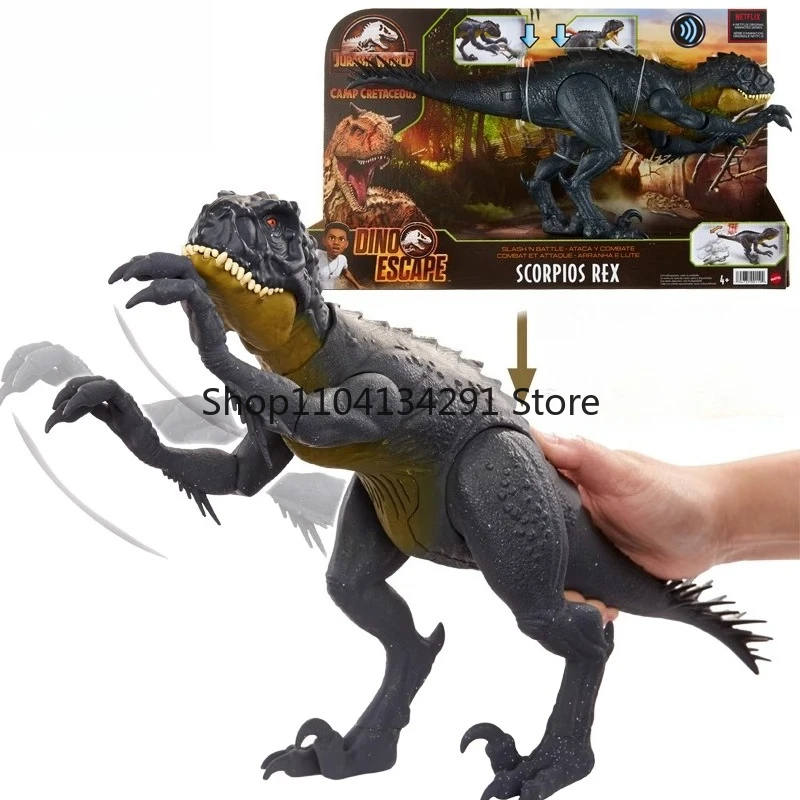 

Mattel Jurassic World динозавр фигурка Scorpios Rex игрушки для мальчиков Dino Escape Ultimate Damage аниме звуковой эффект подарок на день рождения