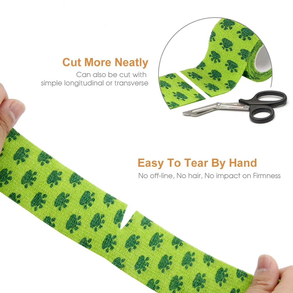 12 Rolls Vet Wrap Self-Adherent Cohesive Bandage for Pets First Aid Sprain & Swelling Relief for Dogs Horses And Other Animals