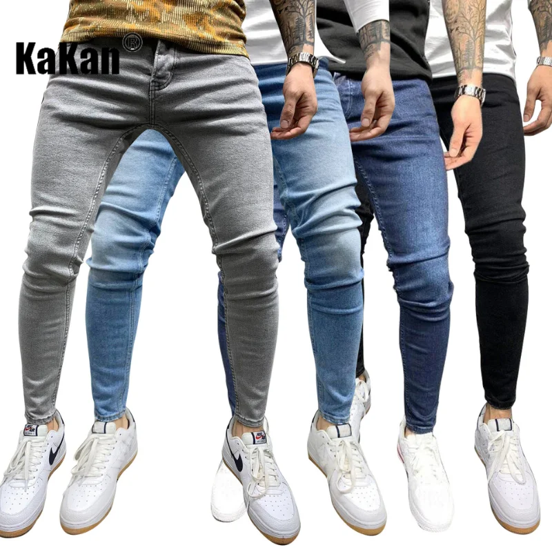 

Kakan - High-quality Men's Elastic Tight-fitting Small-foot Men's Jeans, Popular New Classic Four-color Jeans K016-2050