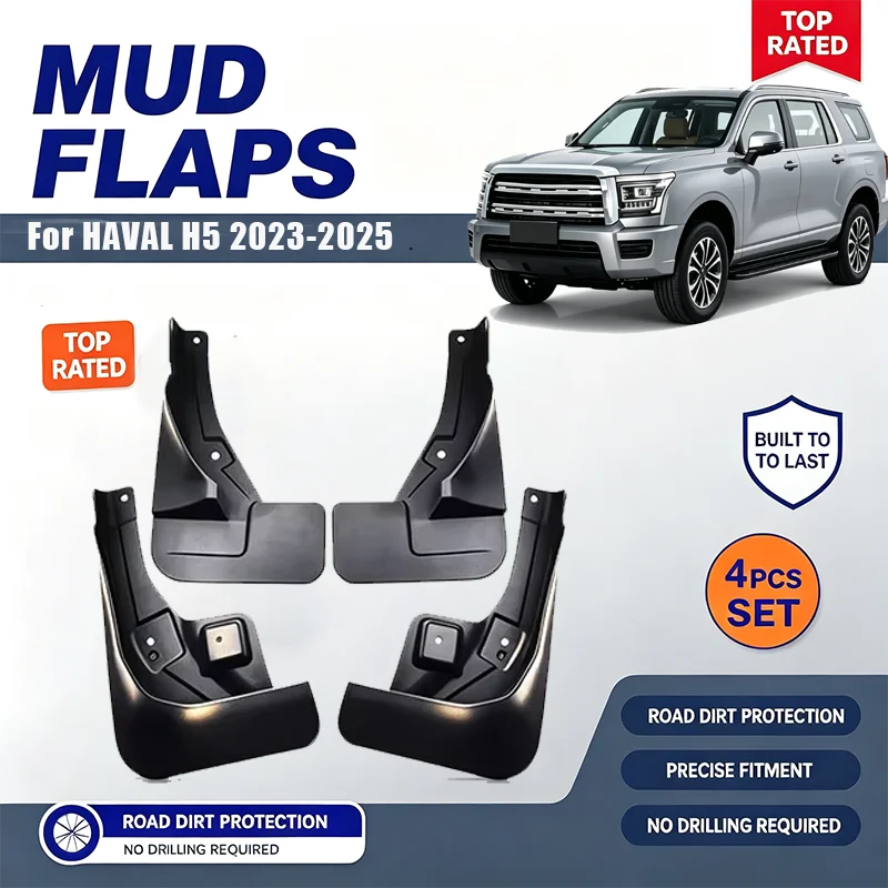 For HAVAL H5 2023-2025 4PCS Mud Flaps Splash Guards Front Rear Wheel Fender Mudguards Car Exterior Protection Accessories