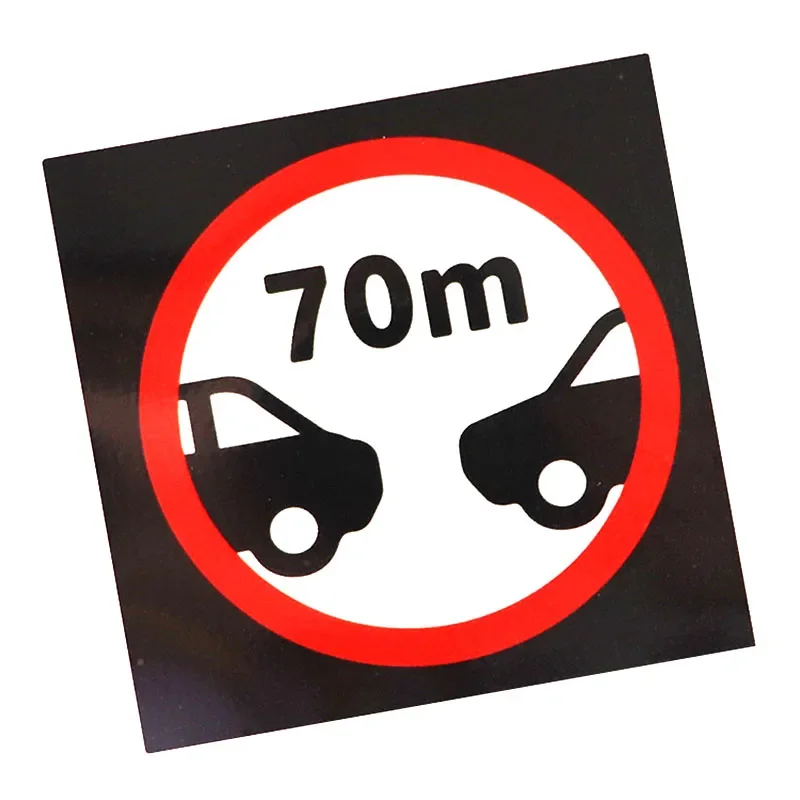 1 Pcs Minimum Distance 70m Flat Decal Traffic and Road  PVC Car Sticker 11.5*11.5CM,KK