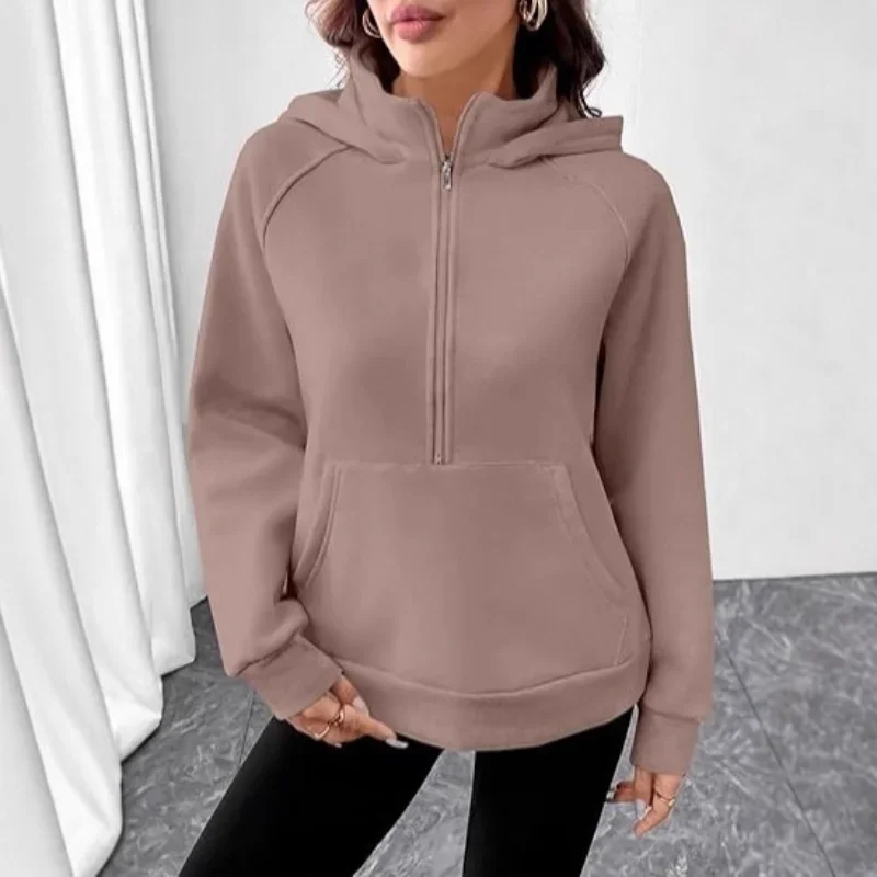 Damen-Kapuzenpullover im europäischen Stil, Herbst und Winter, neuer Stil, Stehkragen, Kapuzen-Design, französisches Sweatshirt, modisches, vielseitiges Oberteil