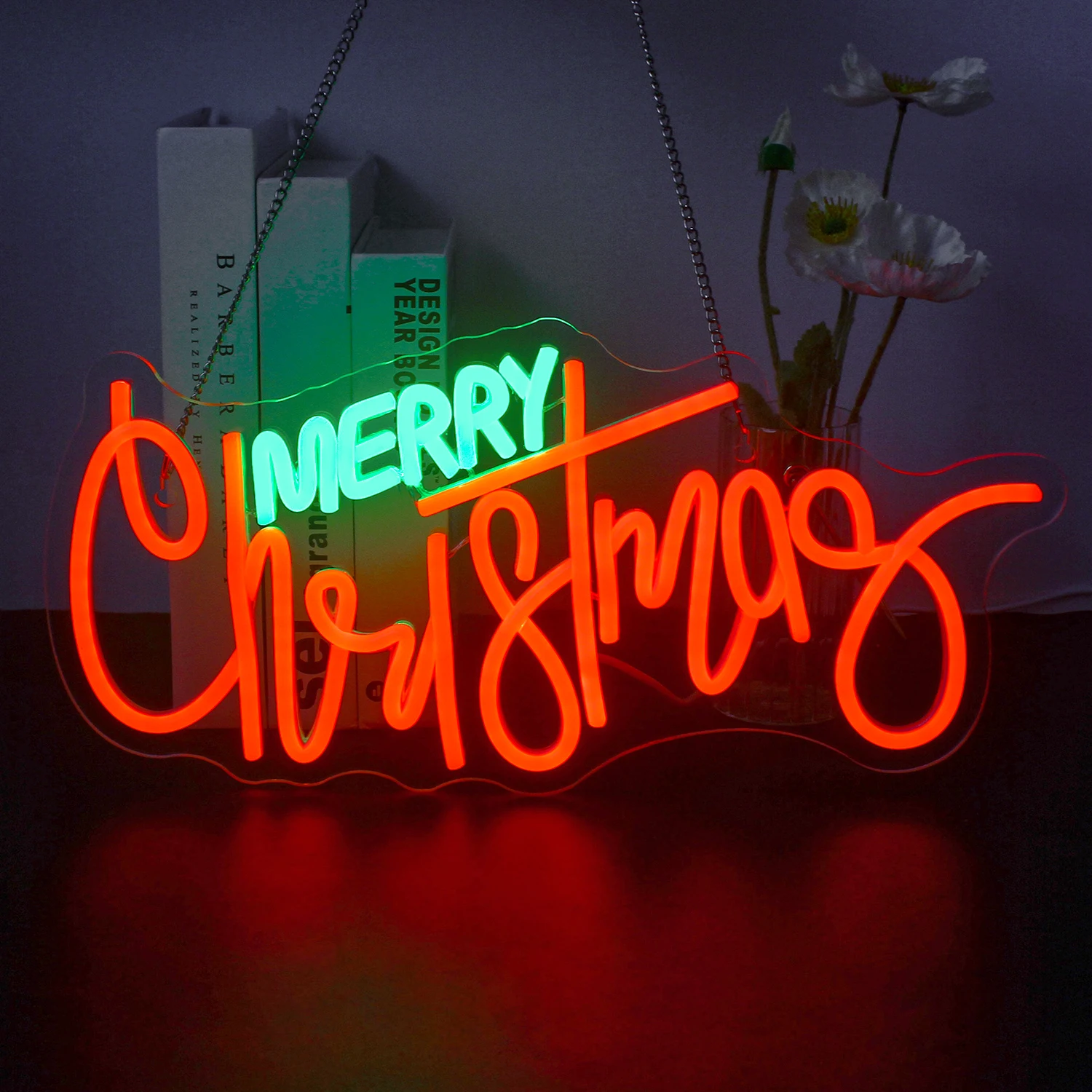 Merry Christmas Neon Sign Red Green Led Sign for Wall Decor Marry Xmas Neon Lights Signs for Christmas Party Bar Home Christmas