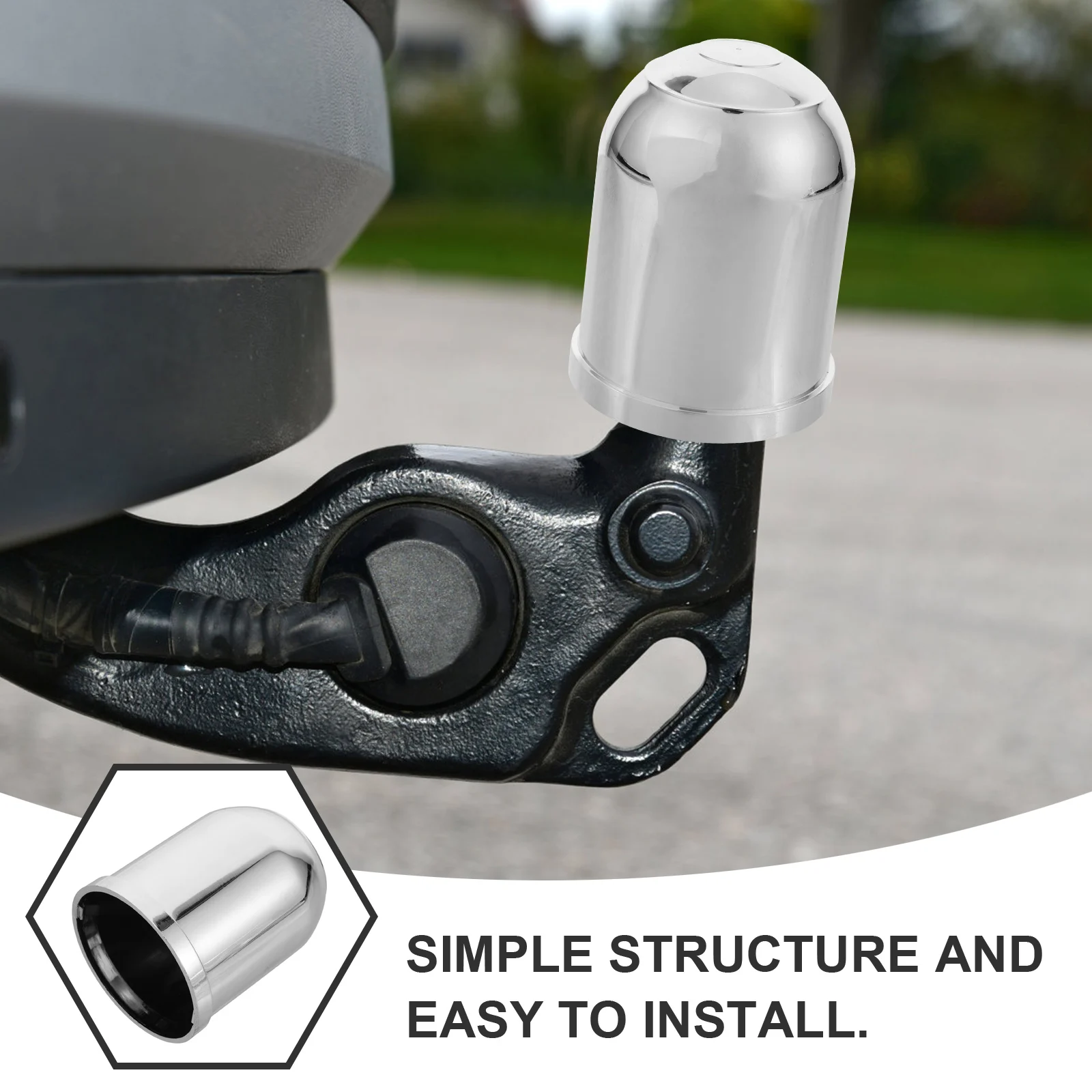 

Protector For Rv Trailer Accessories Durable Replacement Hitch Tow Ball Cover Silver Easy Install Trailer Parts Hitch Tow Ball