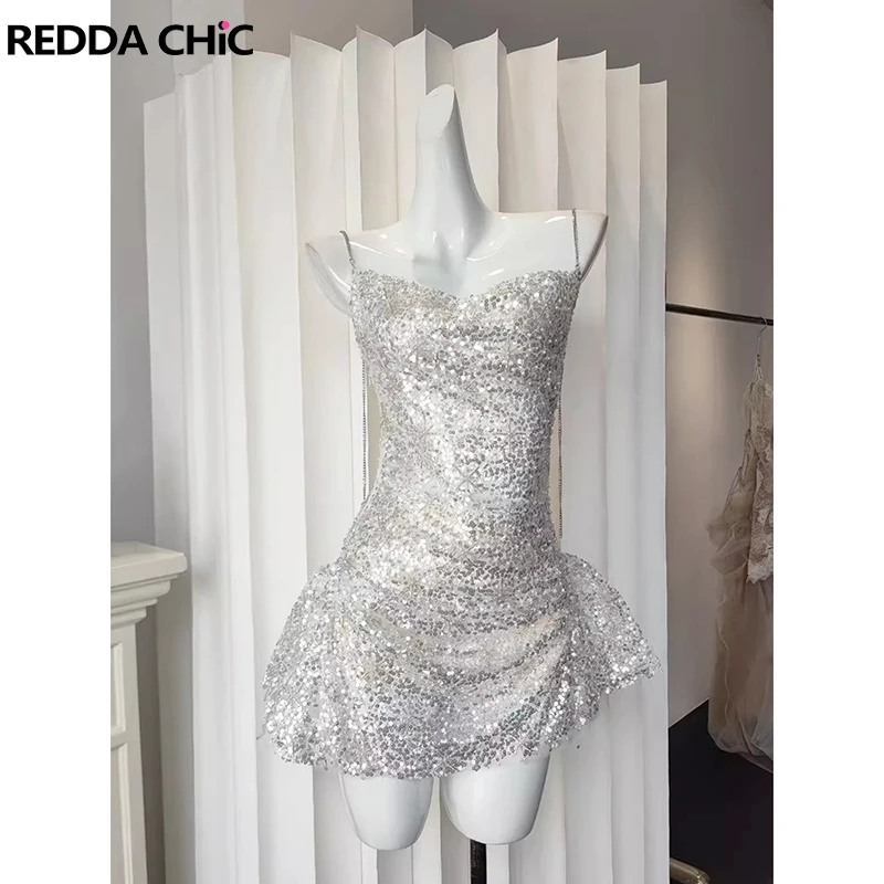 

REDDACHiC потрясающее вечернее платье с рукавами и цепочкой на тонких бретельках с капюшоном и открытой спиной мини-платье принцессы на день рождения женская одежда