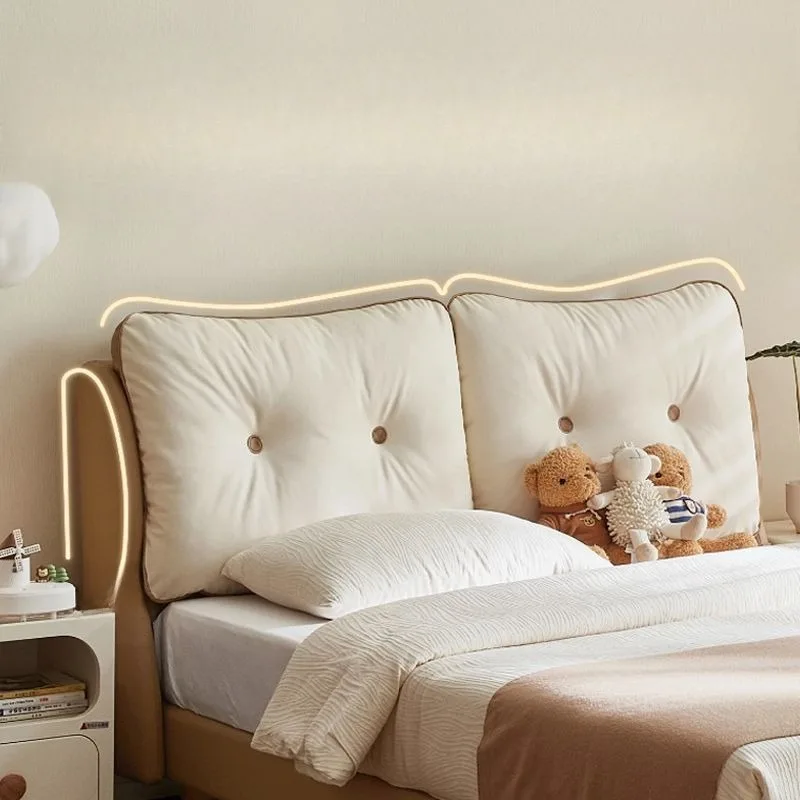 Factory Direct 2026 Leather children's soft bag bed bedroom men and women children solid wood foot single bed children's room