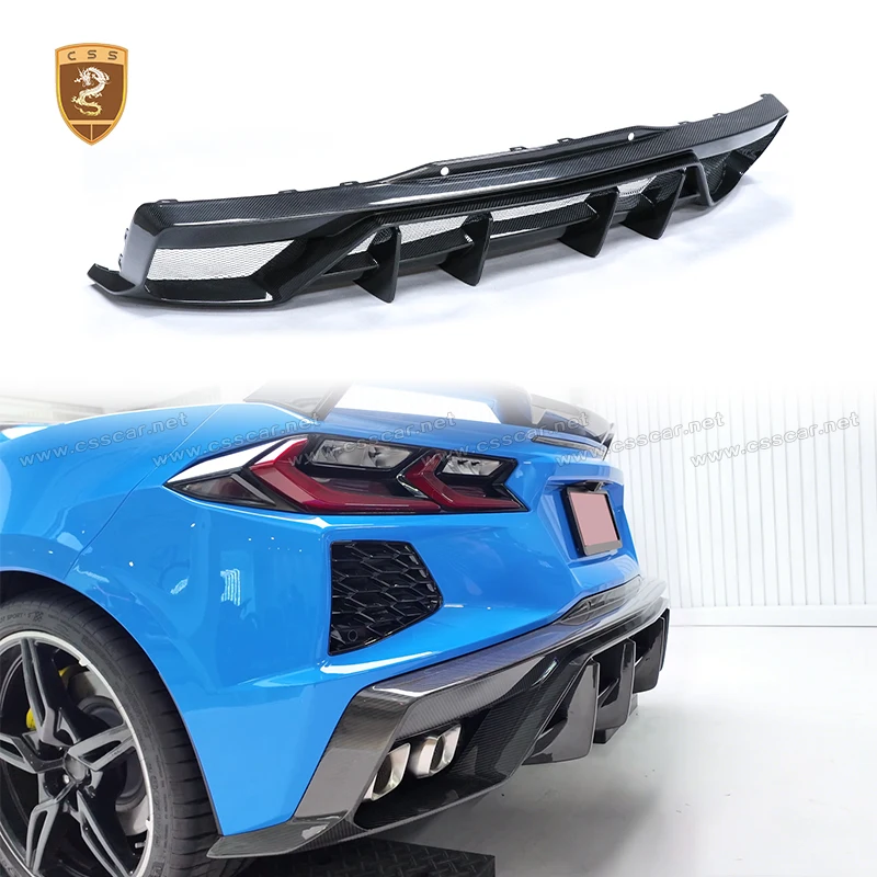 

Для Chevrolet Corvette C8: Задний диффузор-сплиттер в стиле Adro, замена, аксессуары из сухого карбона