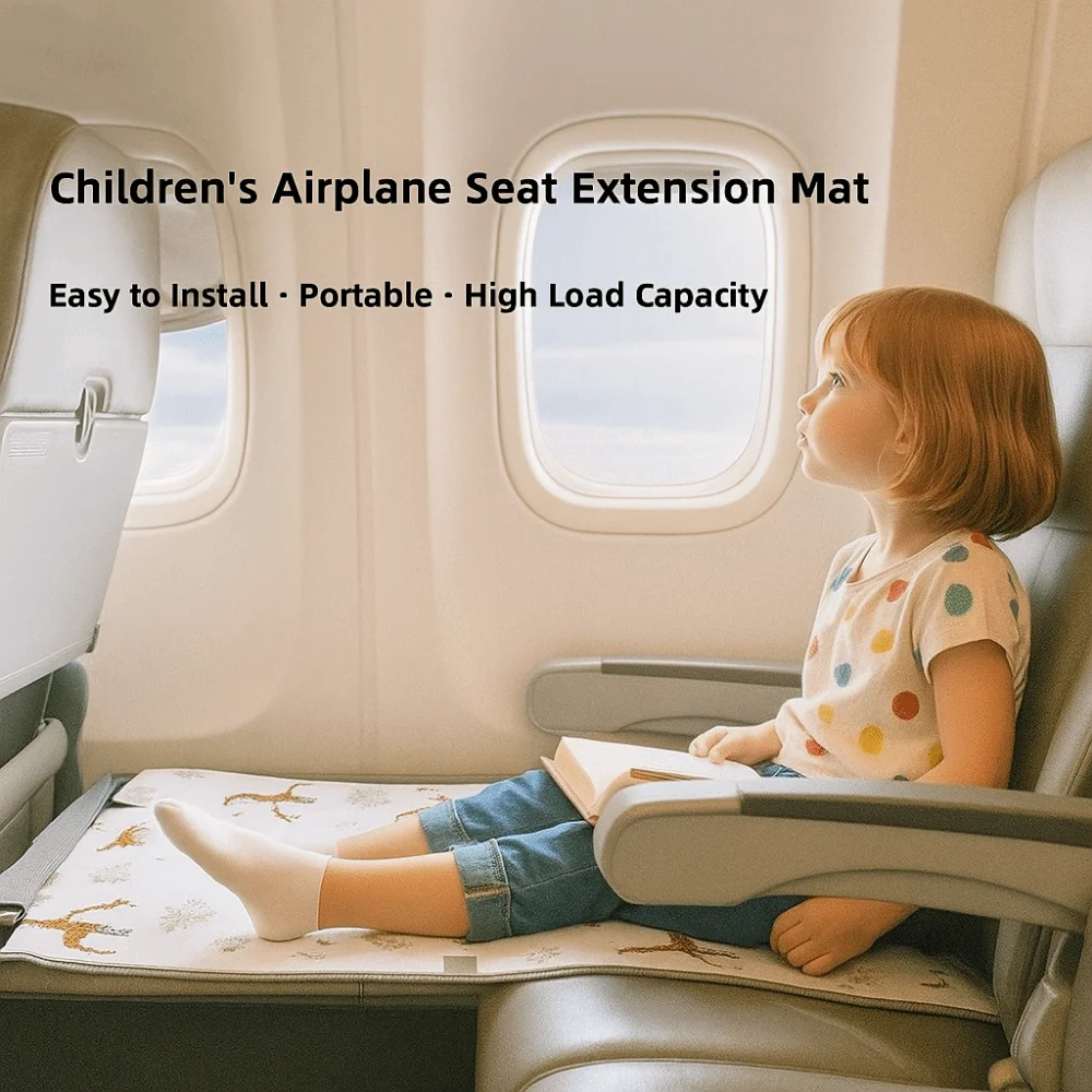 

Breathable Kids Airplane Bed with Side Pocket Portable Airplane Footrest Comfort Design Anti-Slip Design Toddler Seat Extender