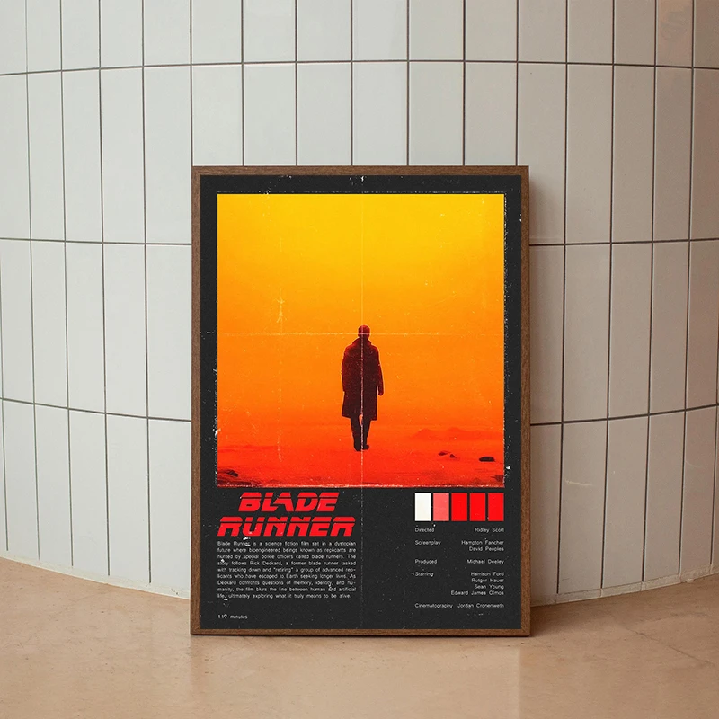 B-Blade Runner Classic Movie Poster Sci-Fi Canvas Wall Art Canvas Painting Print Mural  for Home Decor Film Fan Gift
