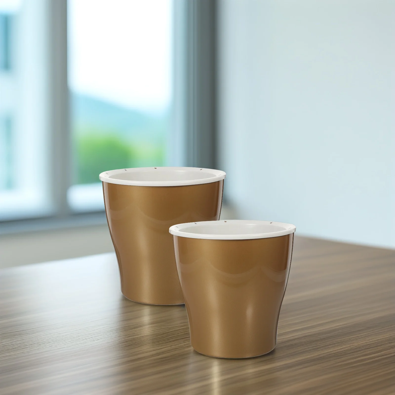 

2Pcs Large Silver Plastic Planter Self Watering Flower Pot High Strength Tenacity Heat Cold Resistant Durable Fashionable Indoor