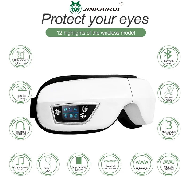 

Массажер для глаз с тепловой терапией для снятия стресса и темных кругов, расслабляющий массажер под глазами, Bluetooth, перезаряжаемый подарок