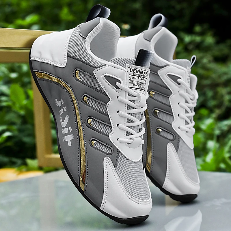 Men's Breathable Sports Shoes Comfortable Low Top Strap Height Increasing Feature for Outdoor Sports