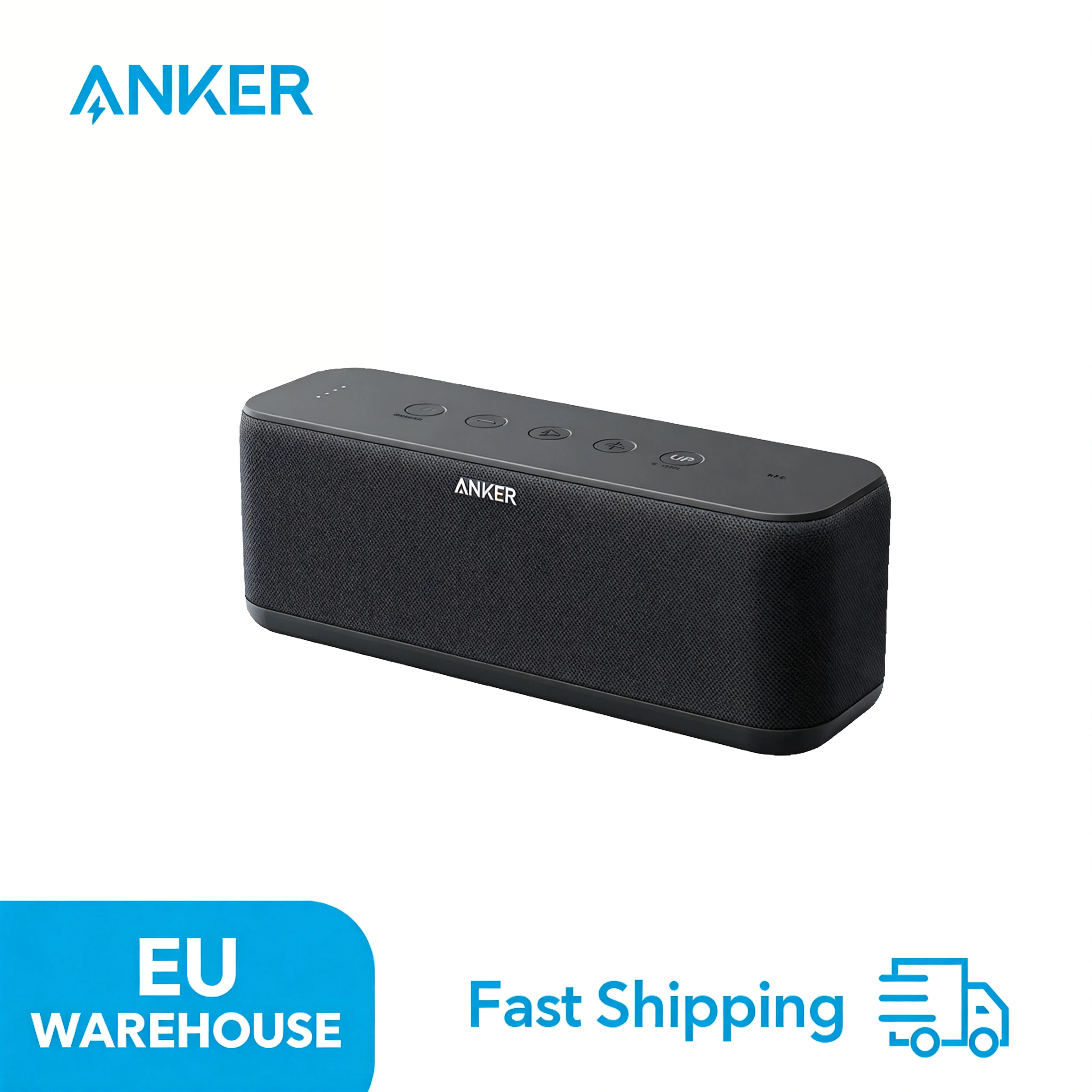 Anker SoundCore Boost Bluetooth Speaker, BassUp Technology, IPX7 Water Protection, 12 Hours Battery, 20 m Range, Dual Drivers, Intense Bass, EQ