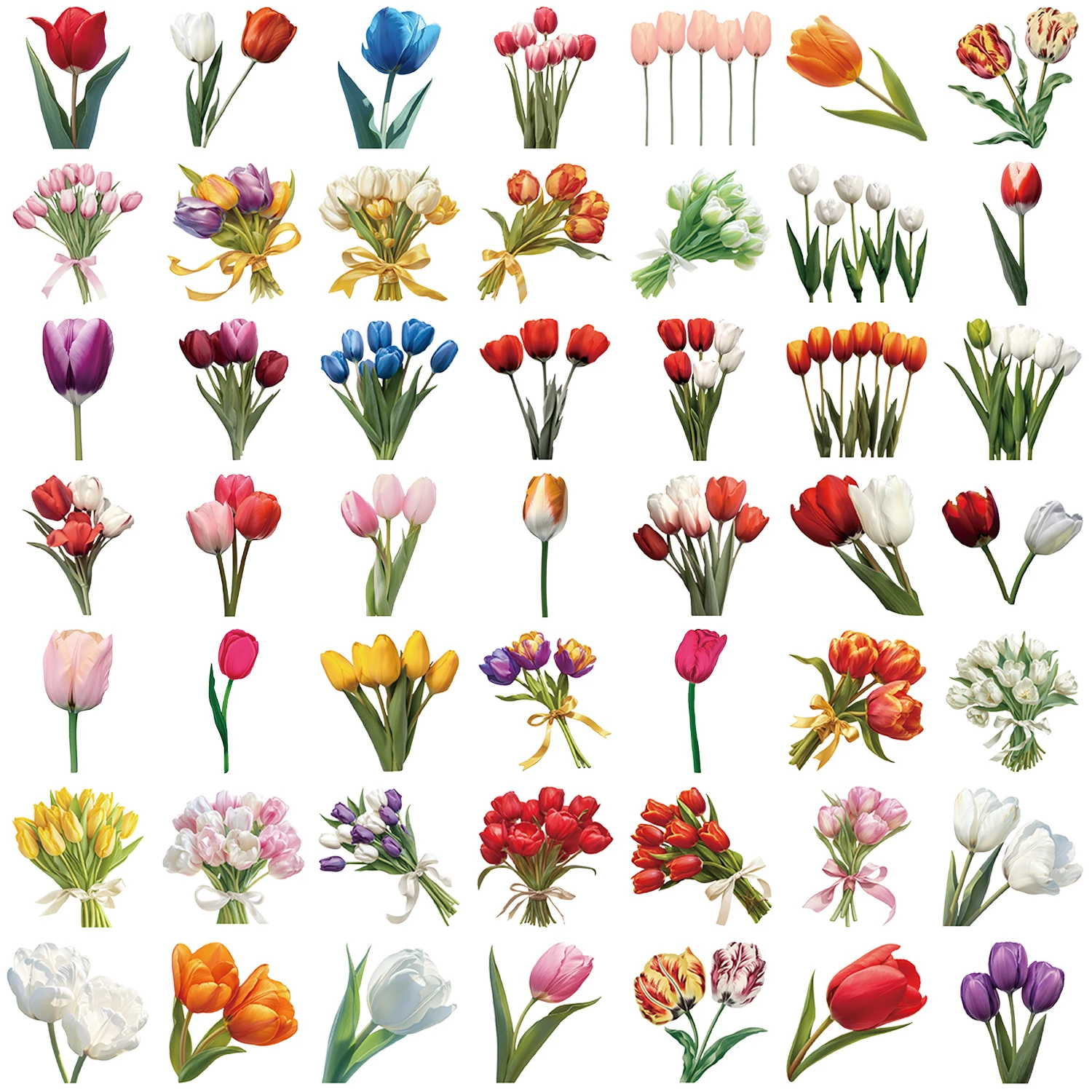 50 stücke Blume Pflanze Aufkleber Hand Zelt DIY Stick Etiketten Scrapbooking Material Journal Liefert Transparente Blume PET Aufkleber – Detail 19