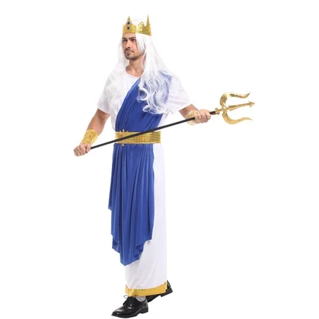 Costume de Poseidon Roi des Océans Neptune pour Homme – Idéal pour Halloween, Cosplay, Carnaval, Mascarade – Dieu grec de l'Olympe ‌ Trident de Poséidon ‌