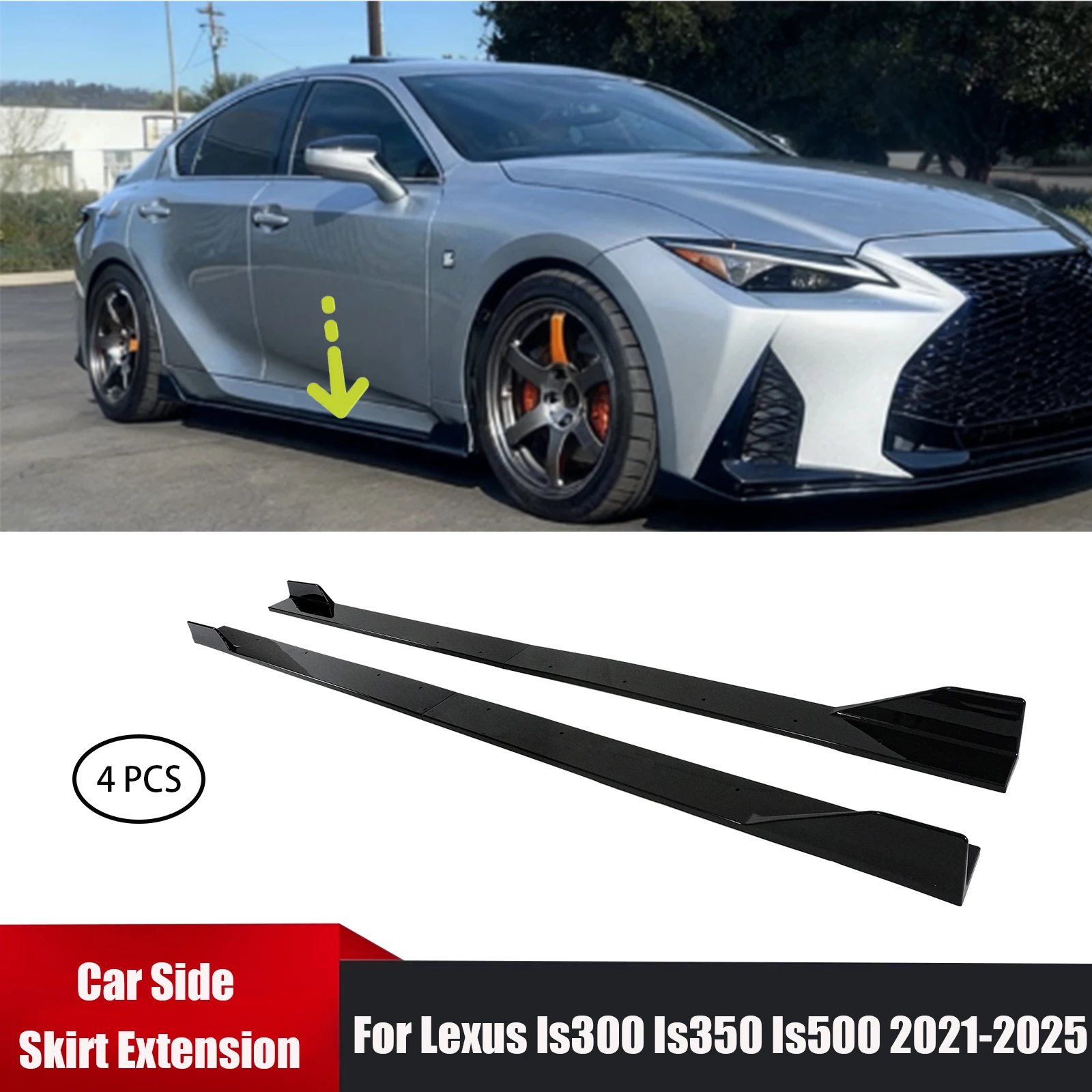 For Lexus Is300 Is350 Is500 2021-2025 A Pair of Car Side Skirt Extension Parts Accessories Matte Black Carbon Fiber Style