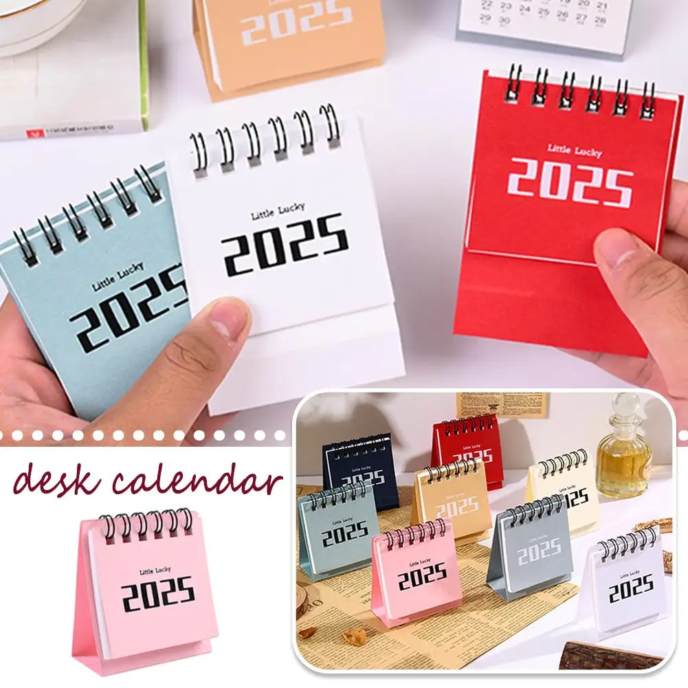 Inglês Cor Sólida Mini Calendário de Mesa, Memorando Diário Criativo, Decoração Estudo, Plano, Desktop, Escritório, A0U6, 2025