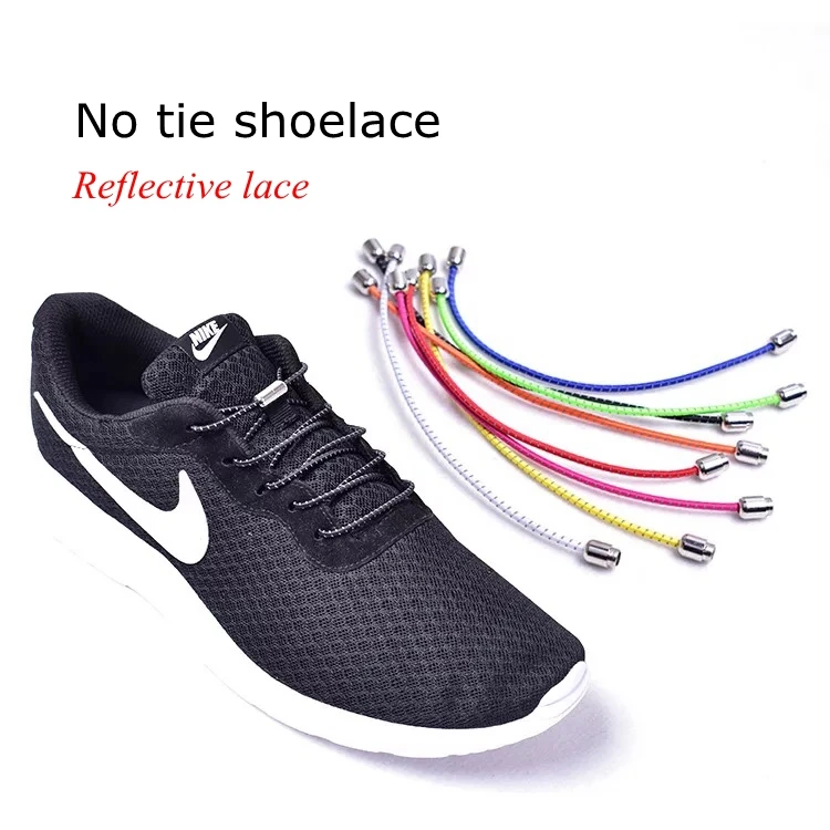 1Pair Reflective Shoelaces Elastic Locking Lace No Tie Shoe Laces Kids Adult Quick Lazy Sneakers Shoelace Shoe Laces Strings