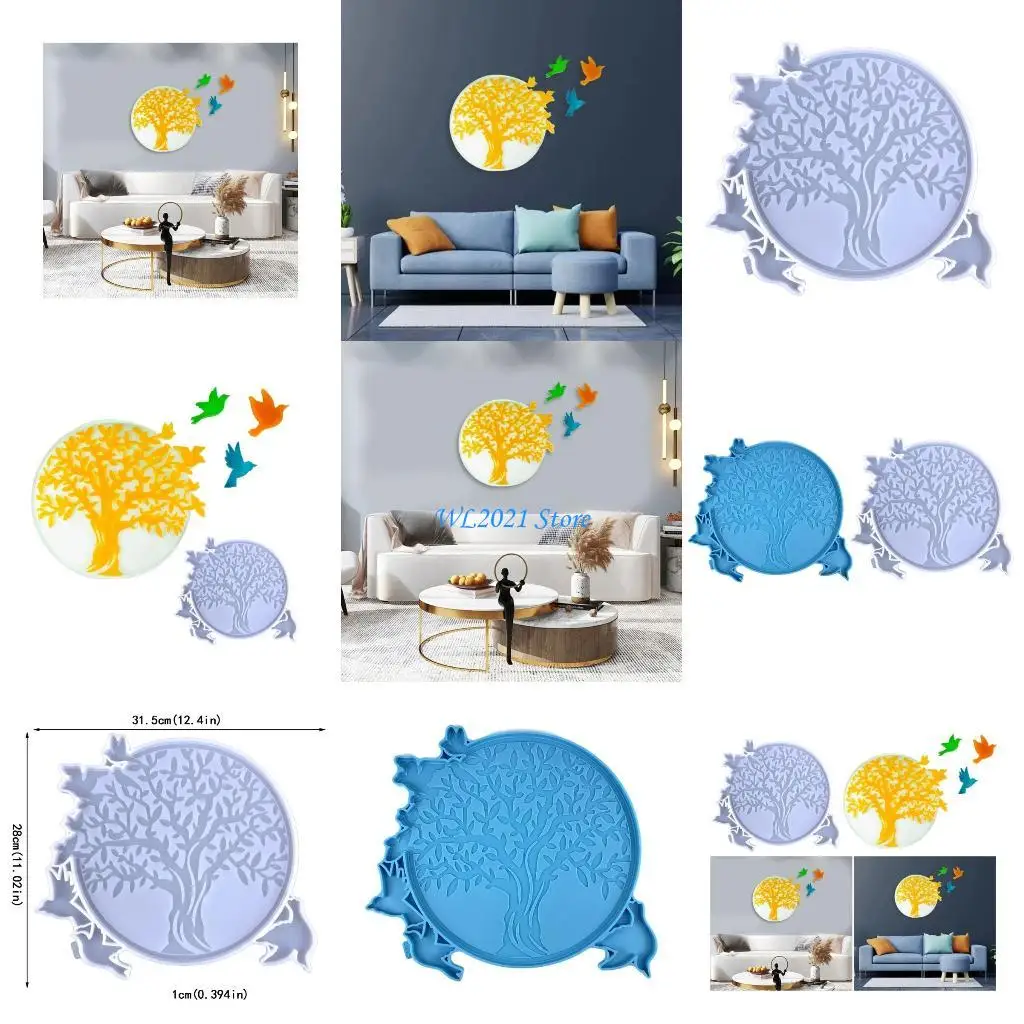 

G5GC Birds Wall Art Silicone Molds Tree-of-Life Silicone Mold for Epoxy Resin Casting