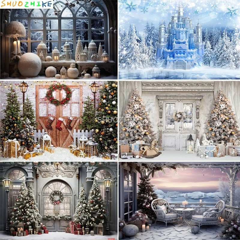 

Christmas Day Decoration Living Room Photography Backdrops New Year Holiday Fireplace Patio Indoor Party Background DJ-01