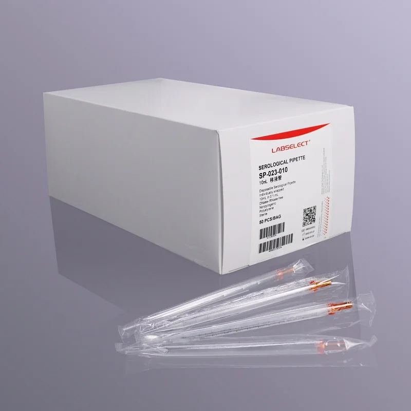 

LABSELECT 10mL serum pipette, 10ml Serological Pipets, Non print version, Polystyrene material, 50 pieces/pack, SP-023-10