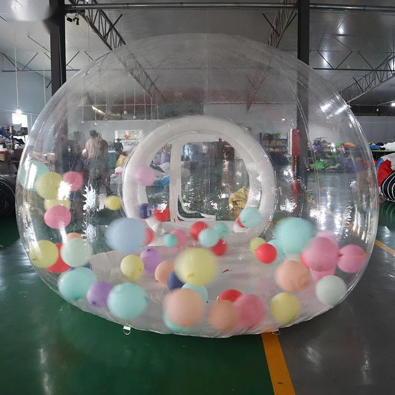 Buitenspellen en activiteiten 5m lang kinderfeestje Transparante opblaasbare bubbelbal Iglo-koepeltent met ballonnen Witte bel