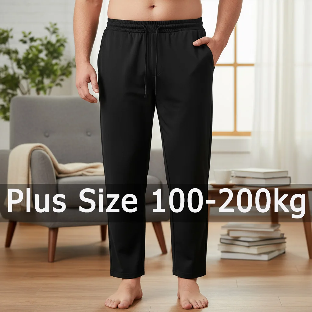 

Plus Size Men Black Long Pants Autumn Winter Sport Casual Pants 4XL 5XL 6XL 7XL 100-200kg Loose Trousers Big Size Men Clothing