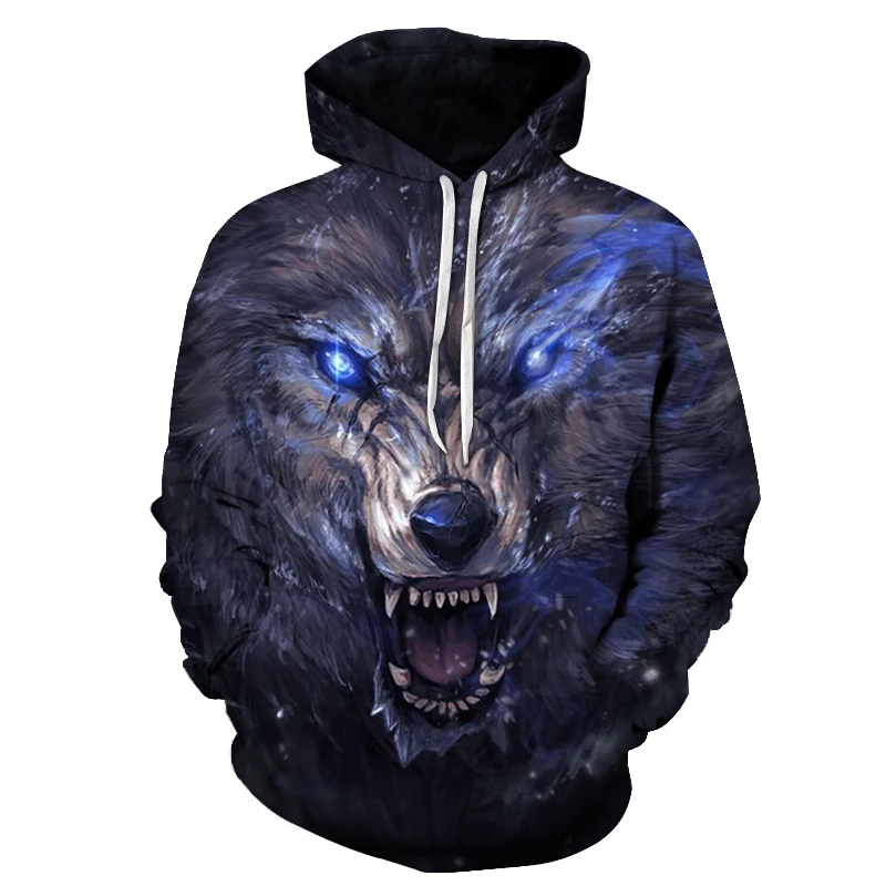 Dierenwolf 3d Bedrukte Sweatshirts Met Capuchon Voor Heren Dames En Casual Oversized Pullover Hiphop Harajuku Streetwear Hoodies