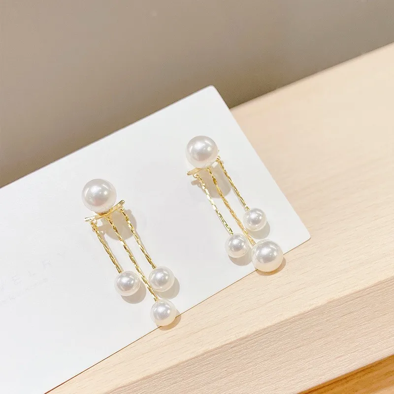 925 Silver Needle Korean Fashion Tassel Pearl Earrings For Women Jewelry 2024 Trending New Vintage Women\'s Pearl Drop Earrings