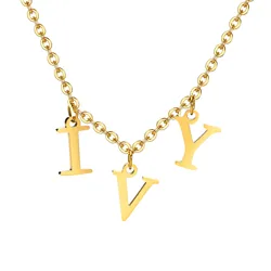 Stainless Steel Custom 1 2 3 4 5 6 Initial Letter Band Pendant Necklaces for Women,New in Minimalist Chic Letters Necklace