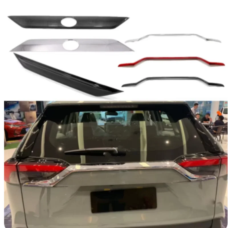 

For Toyota RAV4 2019 2020 2021 2022 2023 Car Sticker Back Tail Rear Door Tailgate Frame Plate Trim Lamp Trunk Hoods Parts 1PCs